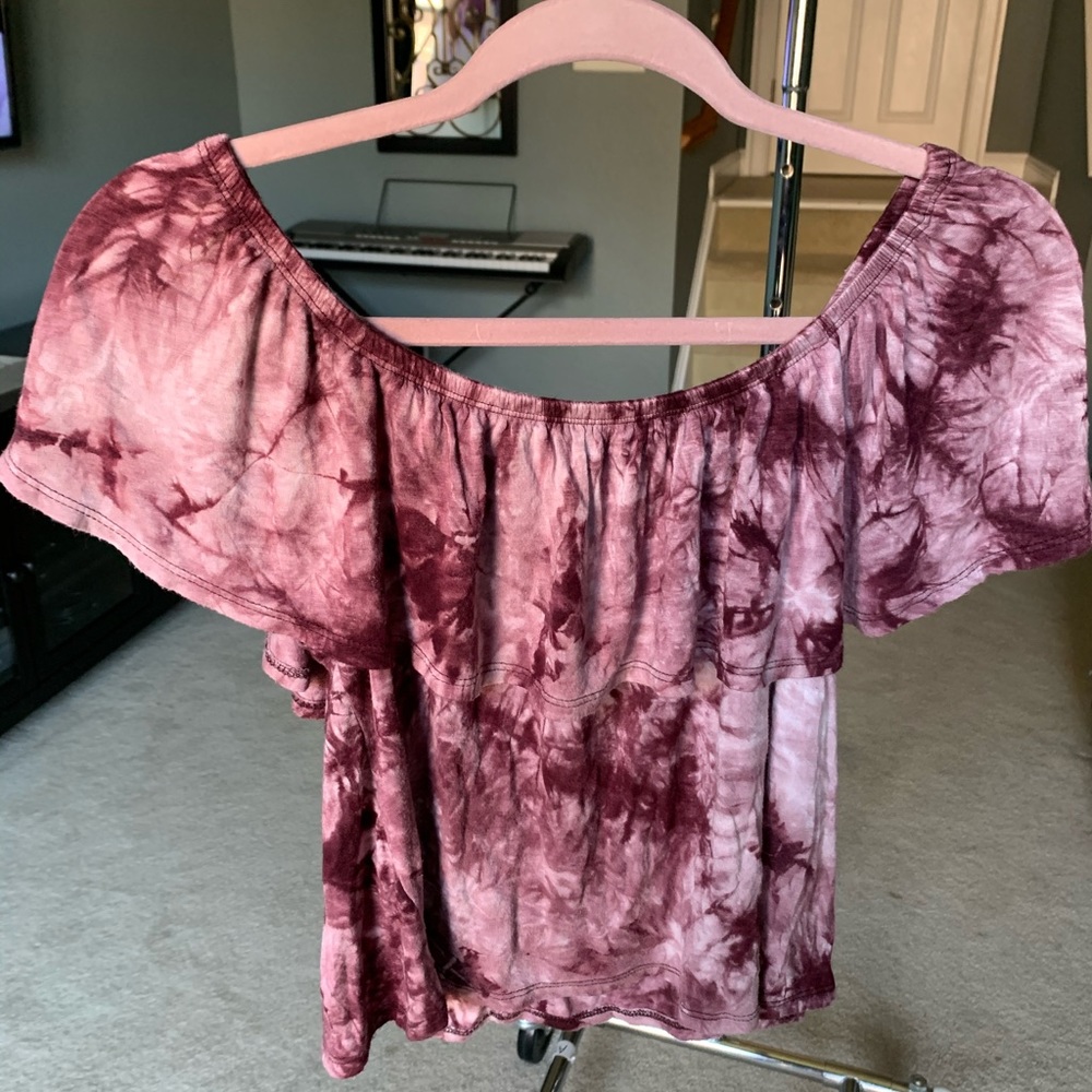 tie dye off the shoulder shirt